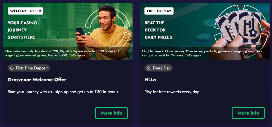 Grosvenor casino offers.
