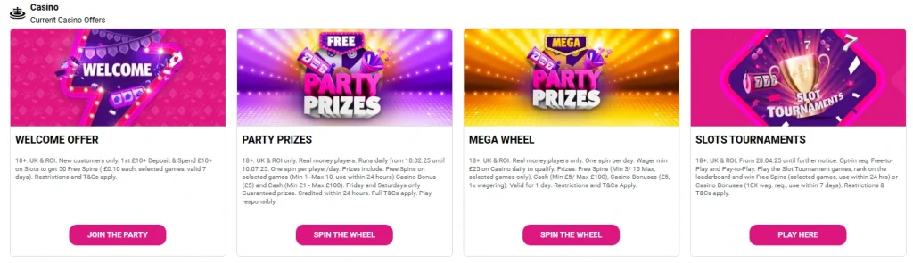 Party casino offers.